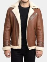 Aviator Shearling Brown Leather Jacket