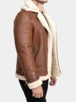 Aviator Shearling Brown Leather Jacket For Men