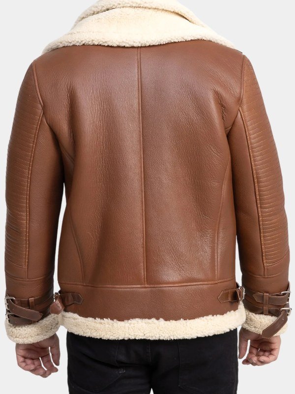 Aviator Shearling Leather Jacket Brown Aviator Shearling Leather Jacket Brown