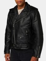 Black Biker Leather Zipper Jacket