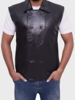 Black Leather Spider Vest