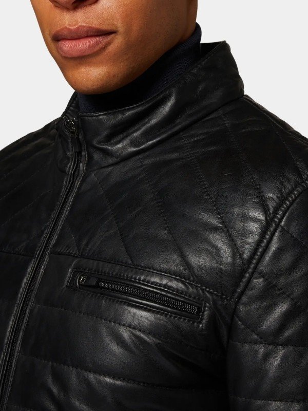 Black Quilted Leather Jacket For Men Black Quilted Leather Jacket For Men