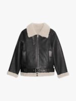 Black Womens Aviator Shearling Jacket