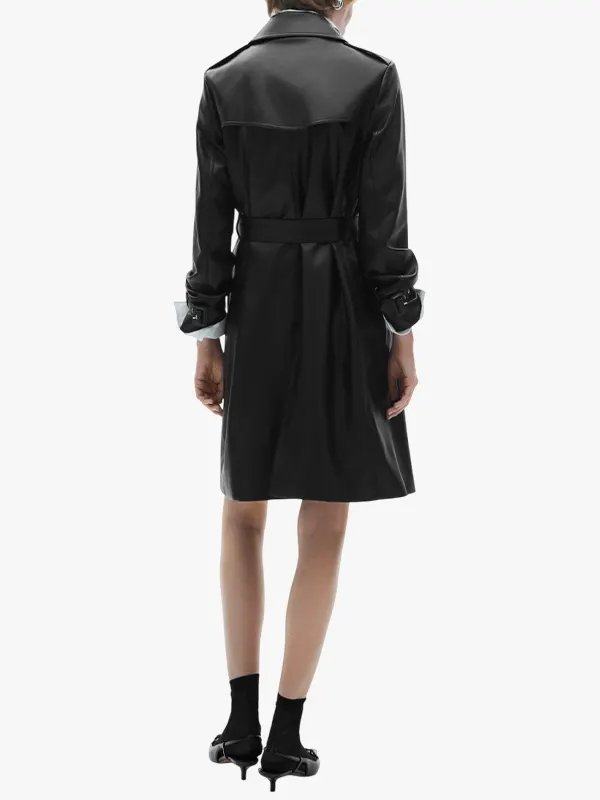 Black Womens Leather Trench Coat Black Womens Leather Trench Coat
