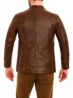 Brown Leather Pocket Blazer For Men’s