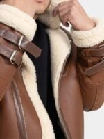 Brown Leather Sheepskin Shearling Aviator Jacket