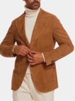 Brown Suede Leather Blazer Men