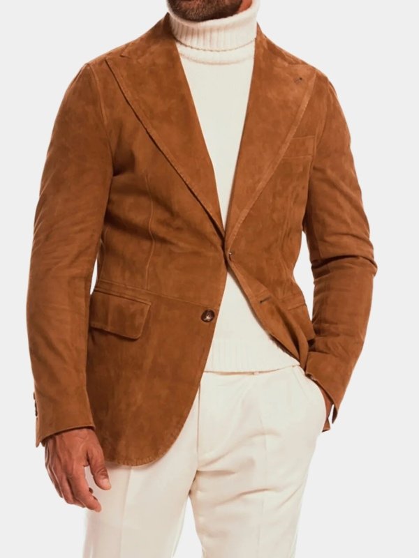 Brown Suede Leather Blazer