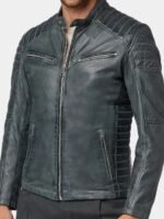 Cafe Racer Blue Leather Jacket
