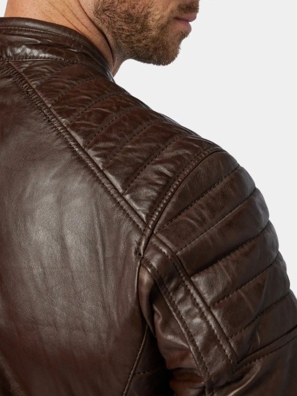 Cafe Racer Dark Brown Leather Jacket For Men Cafe Racer Dark Brown Leather Jacket For Men