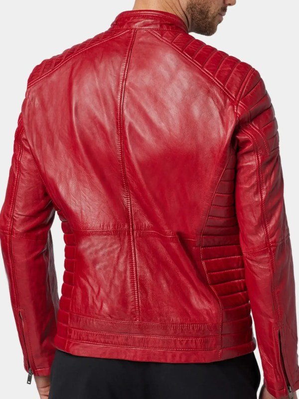 Cafe Racer Leather Jacket Red
