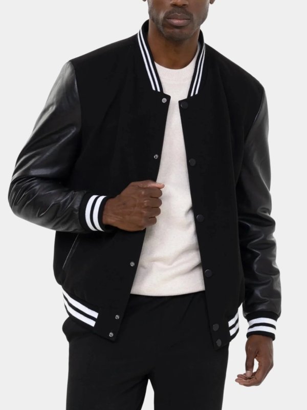 Classic Black Varsity Bomber Jacket Classic Black Varsity Bomber Jacket