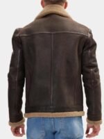 Classic Dark Brown Aviator Shearling Jacket For Men