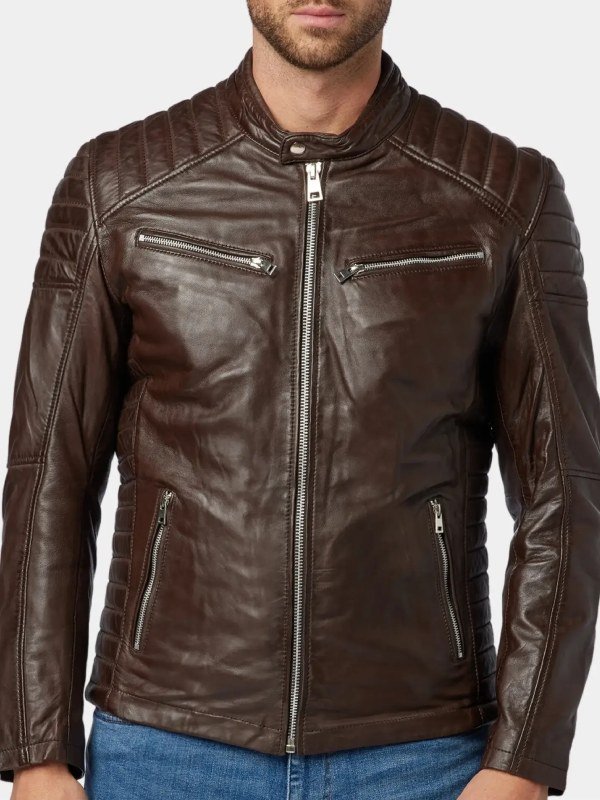 Dark Brown Leather Cafe Racer Jacket Dark Brown Leather Cafe Racer Jacket