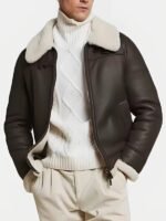 Dark Brown Shearling Leather Jacket