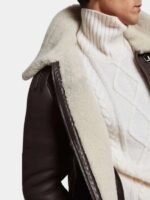 Dark Brown Shearling Leather Jacket - thewilsonjacket