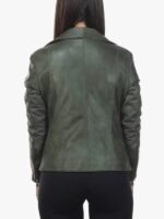 Green Women Leather Biker Jacket