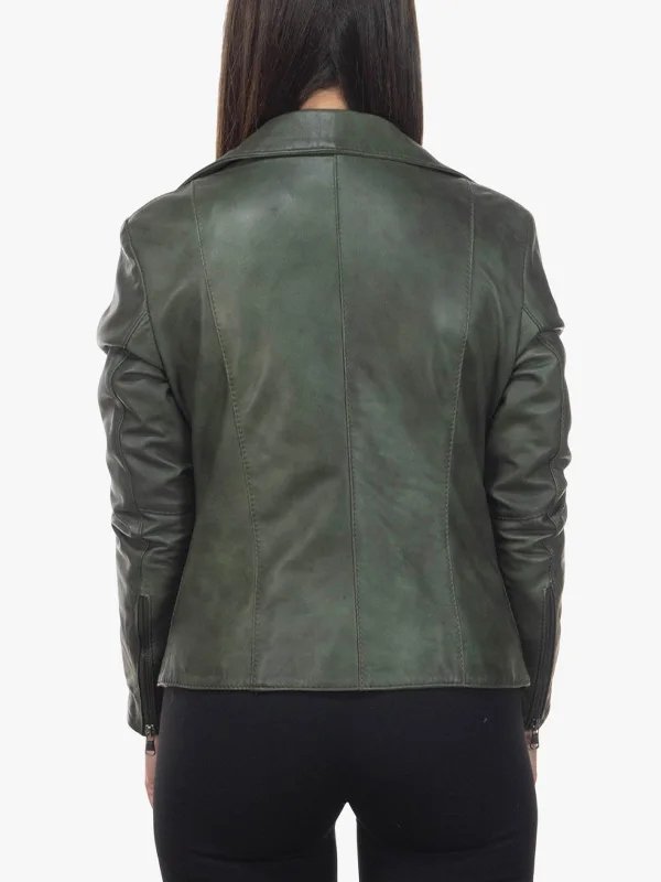 Green Women Leather Biker Jacket Green Women Leather Biker Jacket