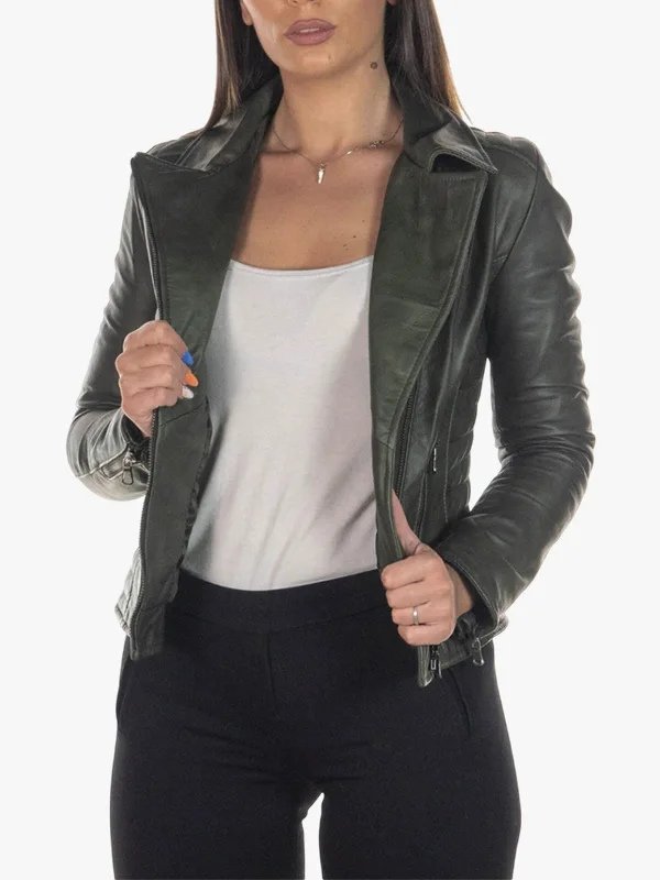 Green Women’s Biker Jacket Green Women’s Biker Jacket