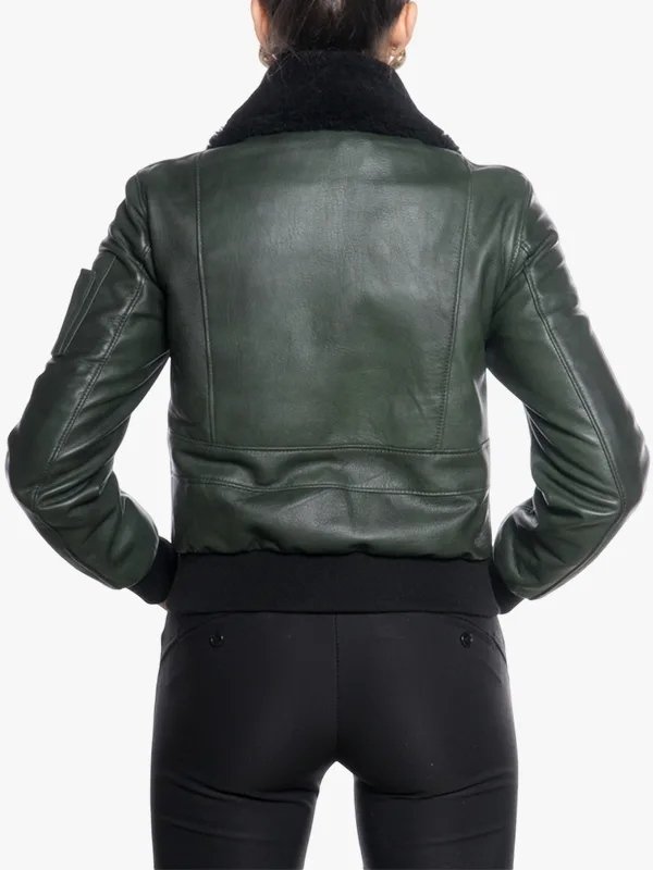 Green Women's Pilot Shearling Collar Jacket Green Women's Pilot Shearling Collar Jacket