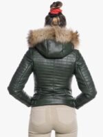 Green Womens Shearling Hooded Jacket