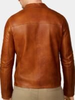 Leather Bomber Jacket Tan Brown