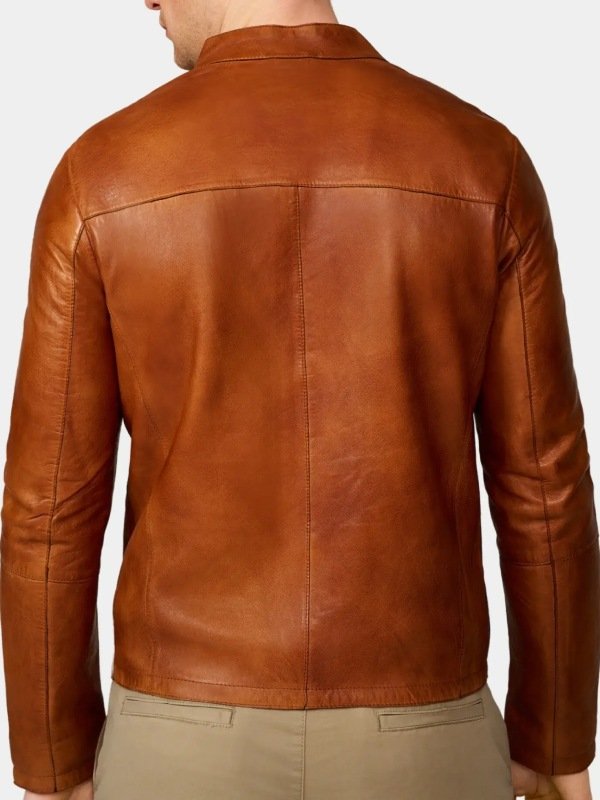 Leather Bomber Jacket Tan Brown