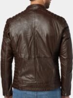 Leather Cafe Racer Jacket Dark Brown