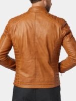 Leather Cafe Racer Jacket Tan Brown