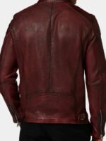 Maroon Men's Cafe Racer Leather Jacket