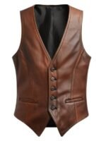 Men Brown Leather Vest