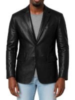 Men’s Black Leather Blazer