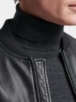 Men's Black Leather Bomber Jacket - thewilsonjacket
