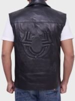 Men's Black Leather Spider Vest