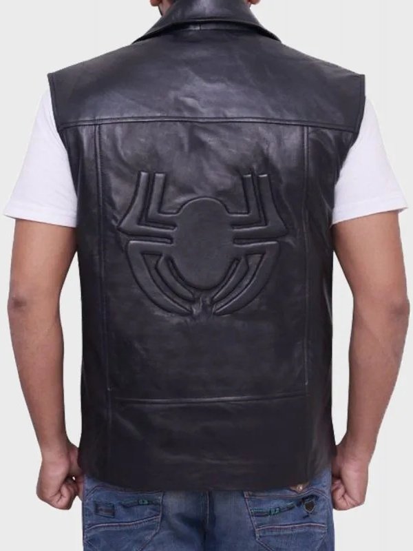 Men's Black Leather Spider Vest Men's Black Leather Spider Vest