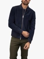 Men's Blue Bomber Jacket Suede