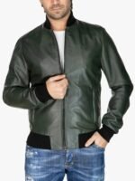 Men’s Bomber Green Leather Jacket