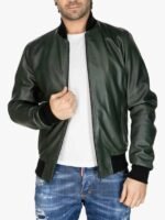 Men’s Bomber Leather Jacket Green