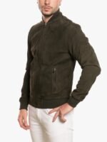 Mens Bomber Suede Jacket Green