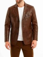 Men’s Brown Leather Blazer
