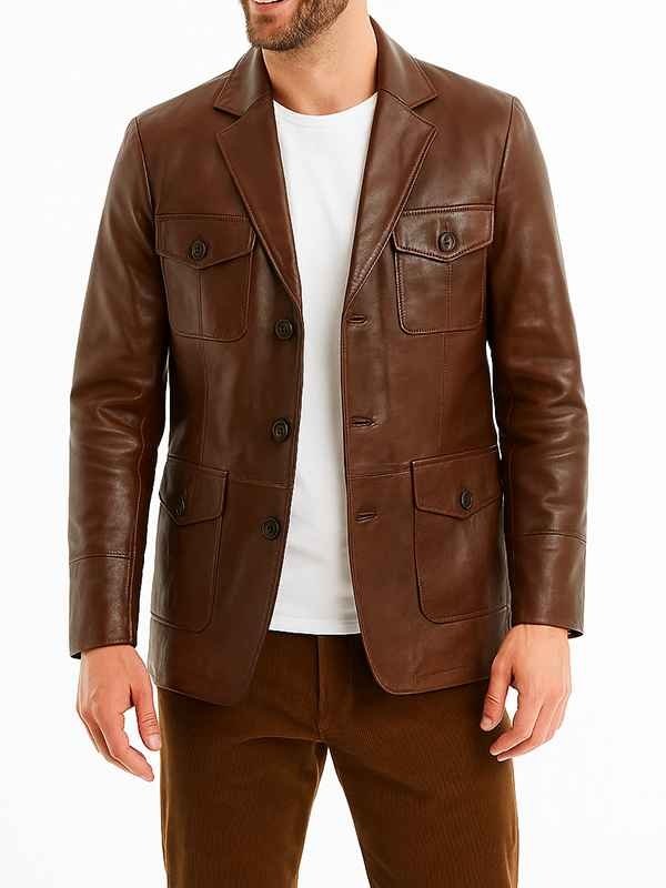 Men’s Brown Leather Blazer