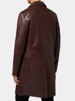 Mens Brown Leather Long Trench Coat