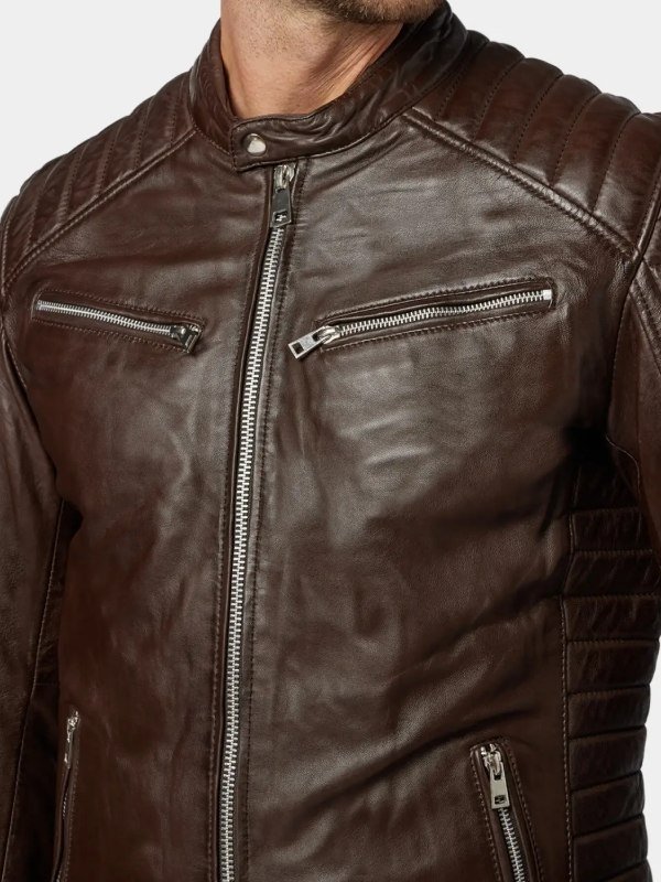 Men's Cafe Racer Dark Brown Leather Jacket Men's Cafe Racer Dark Brown Leather Jacket