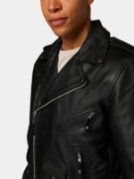Mens Classic Black Leather Biker Jacket