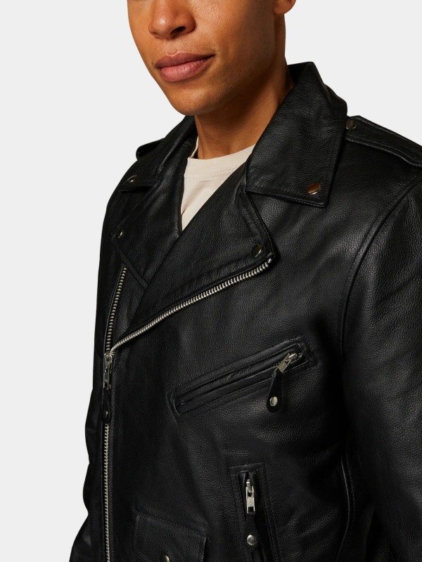 Mens Classic Black Leather Biker Jacket Mens Classic Black Leather Biker Jacket