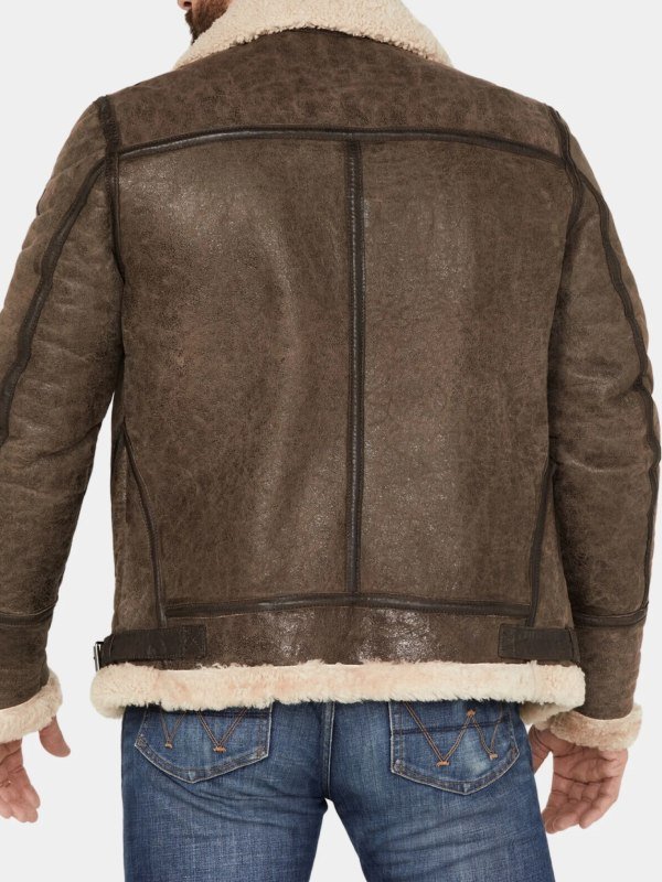 Mens Classic Brown Shearling Leather Aviator Jacket Mens Classic Brown Shearling Leather Aviator Jacket