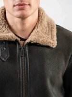 Mens Classic Dark Brown Leather Shearling Jacket