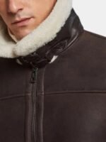 Mens Classic Dark Brown Shearling Leather Jacket