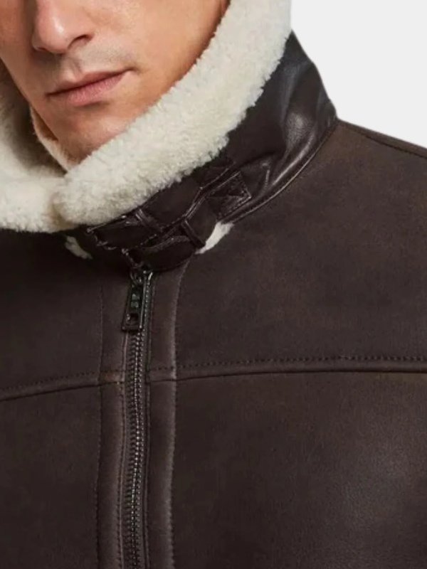 Mens Classic Dark Brown Shearling Leather Jacket Mens Classic Dark Brown Shearling Leather Jacket