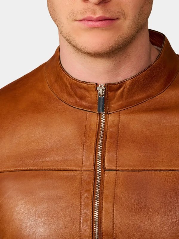 Mens Classic Tan Leather Bomber Jacket Mens Classic Tan Leather Bomber Jacket
